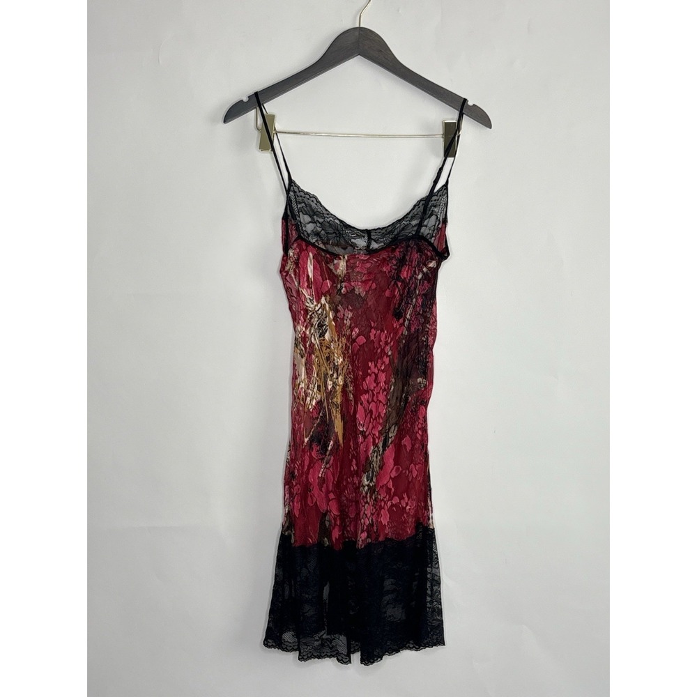 Vtg Mary Green Silk Sheer Lace Fairy Slip Dress Nightie Women Medium Chemise Y2K